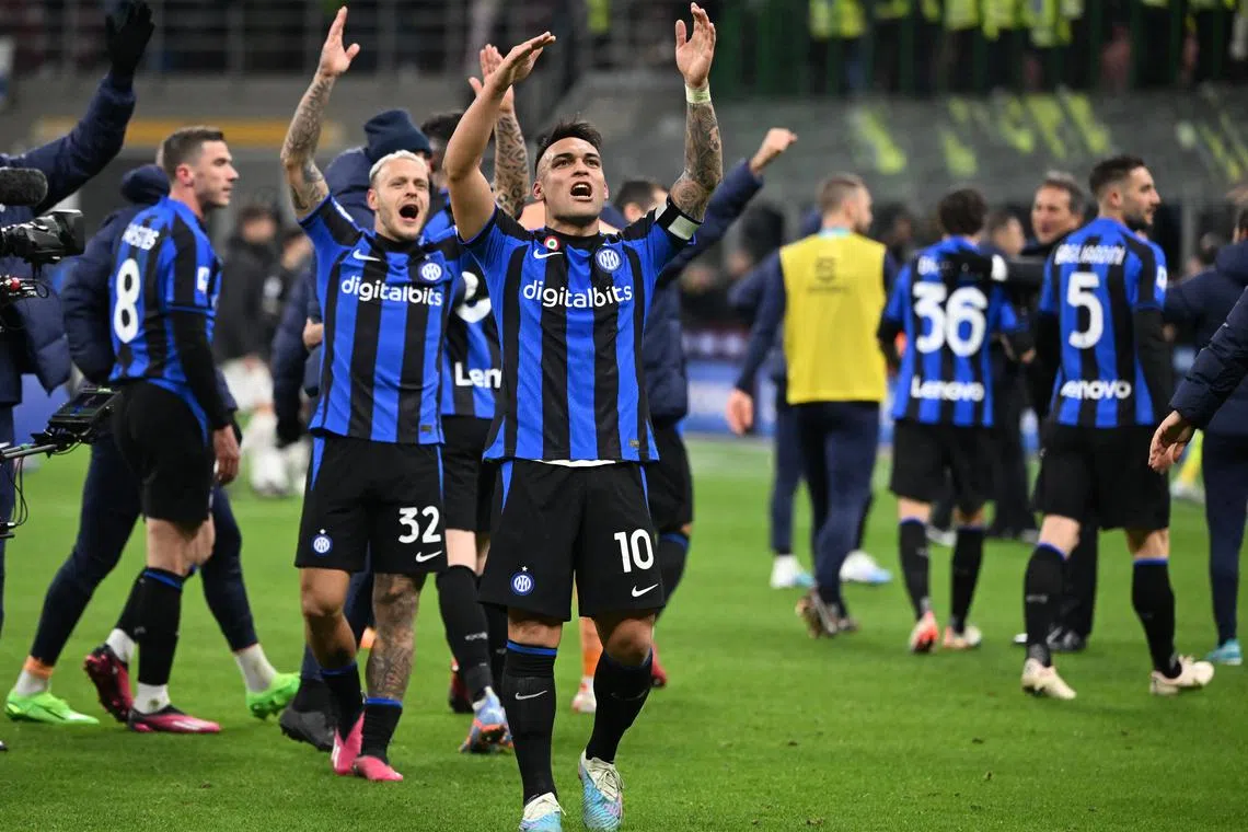 Striker Lautaro Martinez gave Inter the lead in the 34th minute when he nodded in a corner from close range.