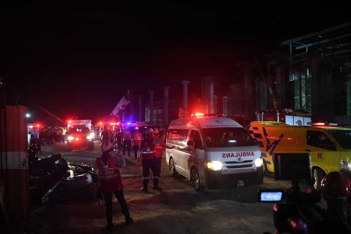 Penang Fire and Rescue Department deputy director Zulfahmi Sutaji said rescue efforts were difficult due to the heavy weight of structures involved at the scene.