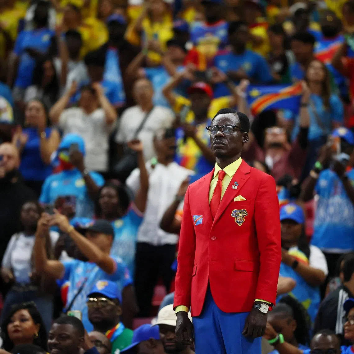 Soccer Football - FIFA World Cup 2026 - Group K - Colombia v DR Congo - Estadio Guadalajara, Guadalajara, Mexico - June 23, 2026 DR Congo fan Michel Nkuka Mboladinga, also known as Lumumba Vea in the stands before the match REUTERS/Eloisa Sanchez