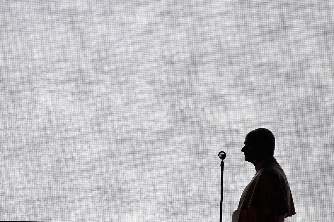 Pope Leo XIV leaves after visiting the Parish of Santa Maria della Presentazione in Rome, Italy on March 8, 2026. 