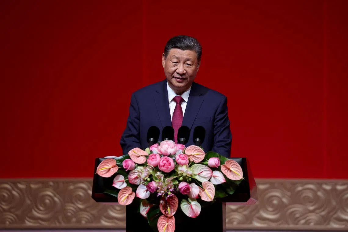 FILE PHOTO: Chinese President Xi Jinping speaks the gala event celebrating 75th anniversary of China-Russia relations in Beijing, China May 16, 2024. Sputnik/Alexander Ryumin/Pool via REUTERS/File Photo