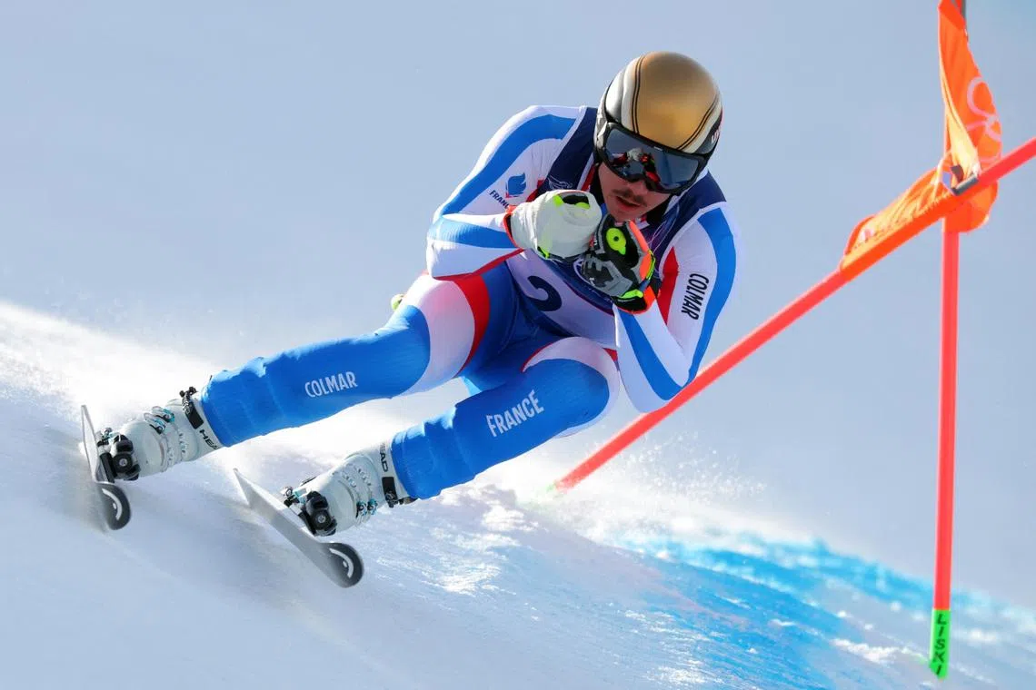 Milano Cortina 2026 Olympics - Alpine Skiing - Men's Downhill Training - Stelvio Ski Centre, Bormio, Italy - February 05, 2026 France's Nils Alphand during training REUTERS/Denis Balibouse