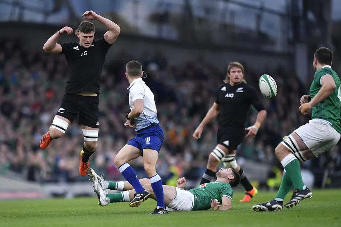 FIOLE PHOTO-Rugby Union - Autumn International - Ireland v New Zealand - Aviva Stadium, Dublin, Republic of Ireland - November 13, 2021  New Zealand's Ethan Blackadder in action REUTERS/Clodagh Kilcoyne/File Photo