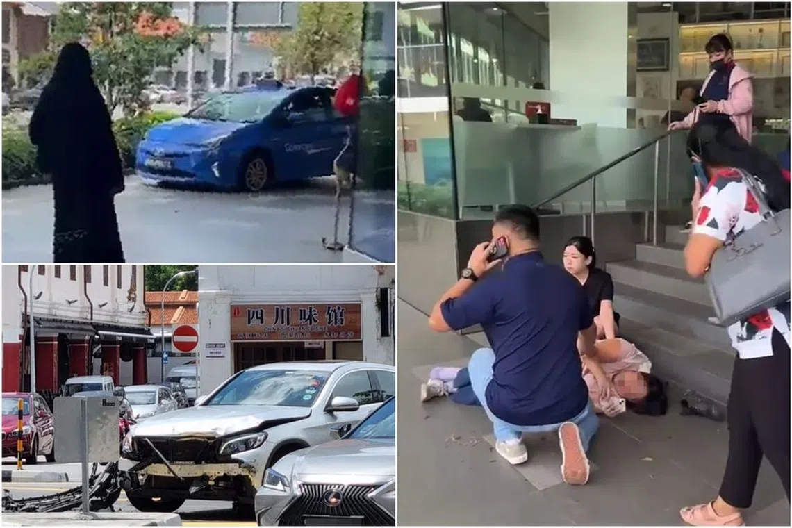 The traffic accident near a Beach Road mall left three pedestrian injured.
