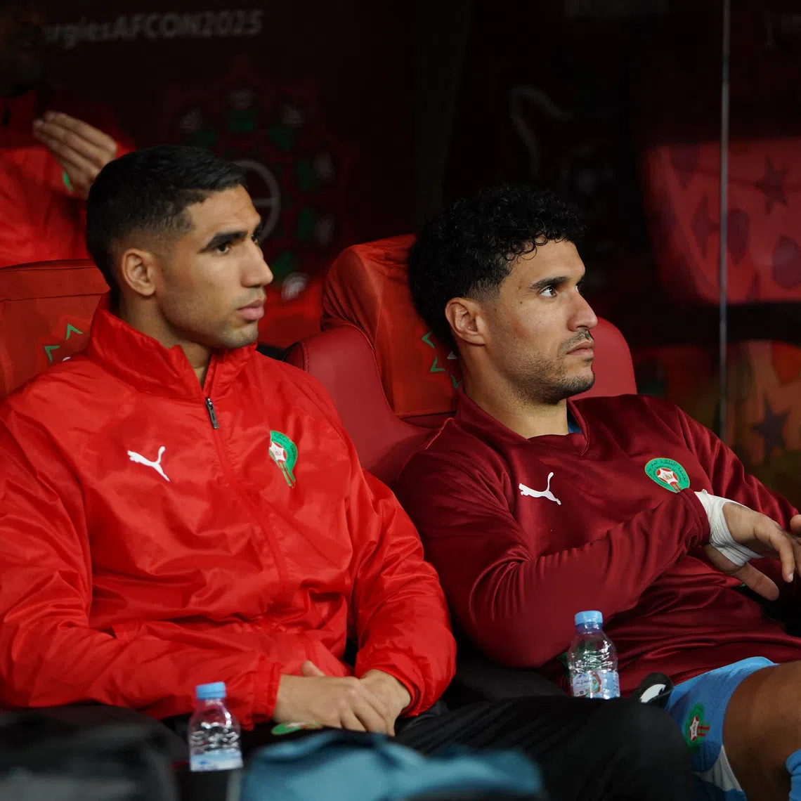 Soccer Football - CAF Africa Cup of Nations - Morocco 2025 - Group A - Morocco v Mali - Prince Moulay Abdellah Stadium, Rabat, Morocco - December 26, 2025 Morocco's Achraf Hakimi and Morocco's Munir El Kajoui before the match REUTERS/Stringer