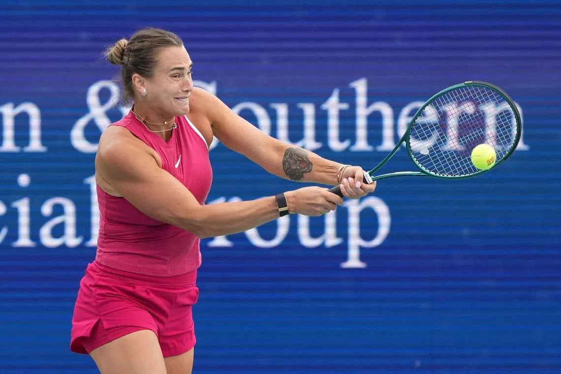 Third seed Aryna Sabalenka missed Wimbledon and the Paris Olympics with a shoulder injury.