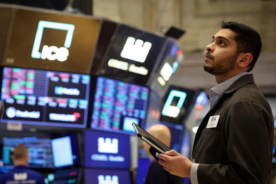 Traders working on the floor of the New York Stock Exchange, in New York City.