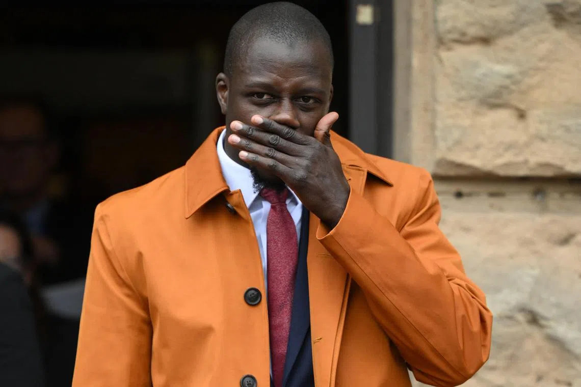 Mendy reacts as he leaves Chester Crown Court, having been cleared of one count of rape and another of attempted rape.
