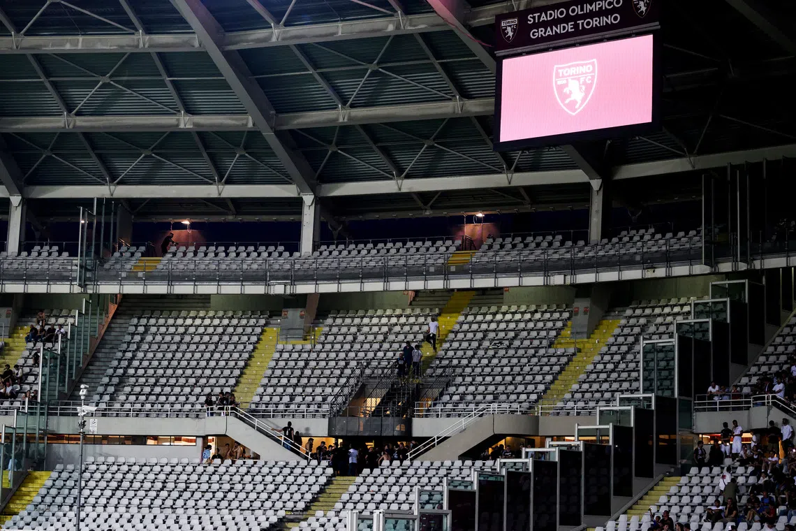 Soccer Football - Serie A - Torino v Juventus - Stadio Olimpico Grande Torino, Turin, Italy - May 24, 2026 General view of empty seats during the match after clashes with Torino and Juventus fans outside the stadium before the match, leaving a fan in critical condition REUTERS/Nicolo Campo