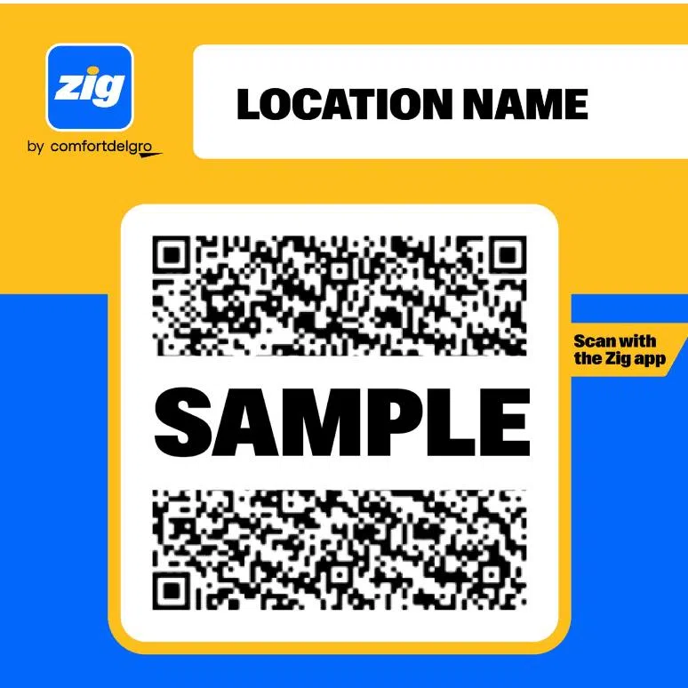 The customised QR code pre-fills the pick-up location when the user scans it with the Zig app.