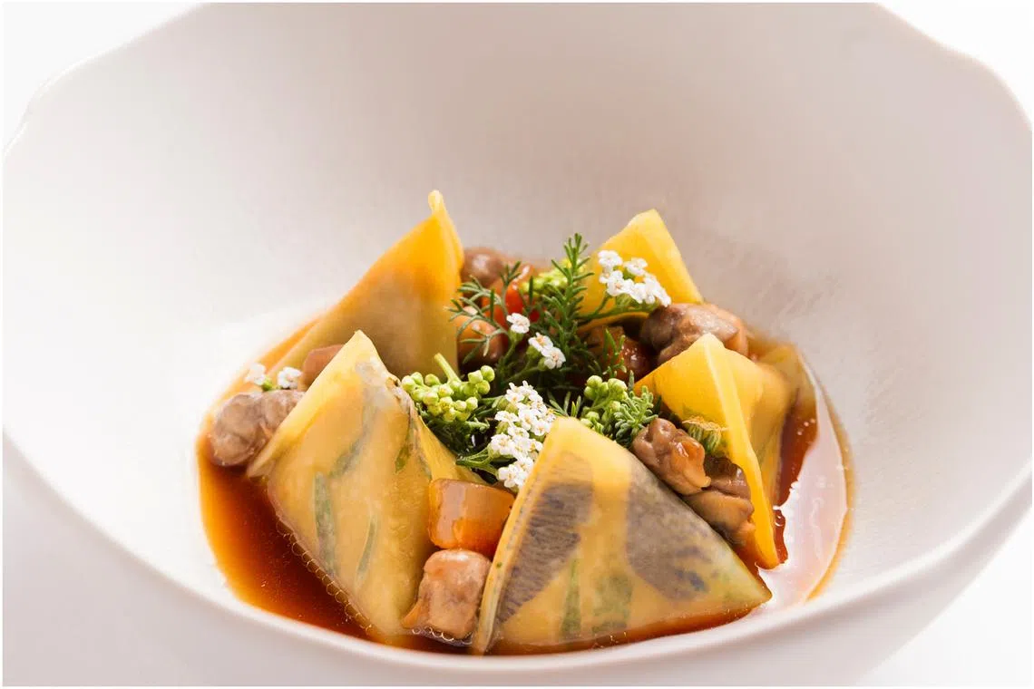 La Dame de Pic’s signature berlingot dish featuring mushrooms.