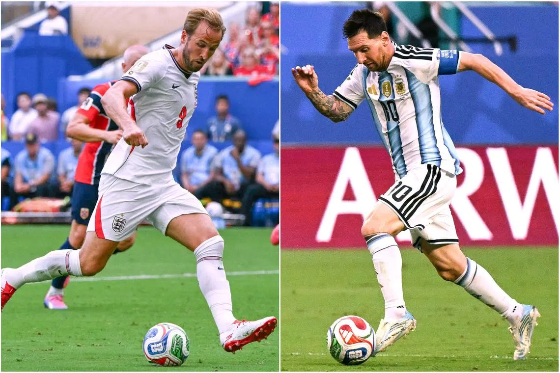 England’s Harry Kane (left) and Argentina’s Lionel Messi will clash in the semi-final on July 15.