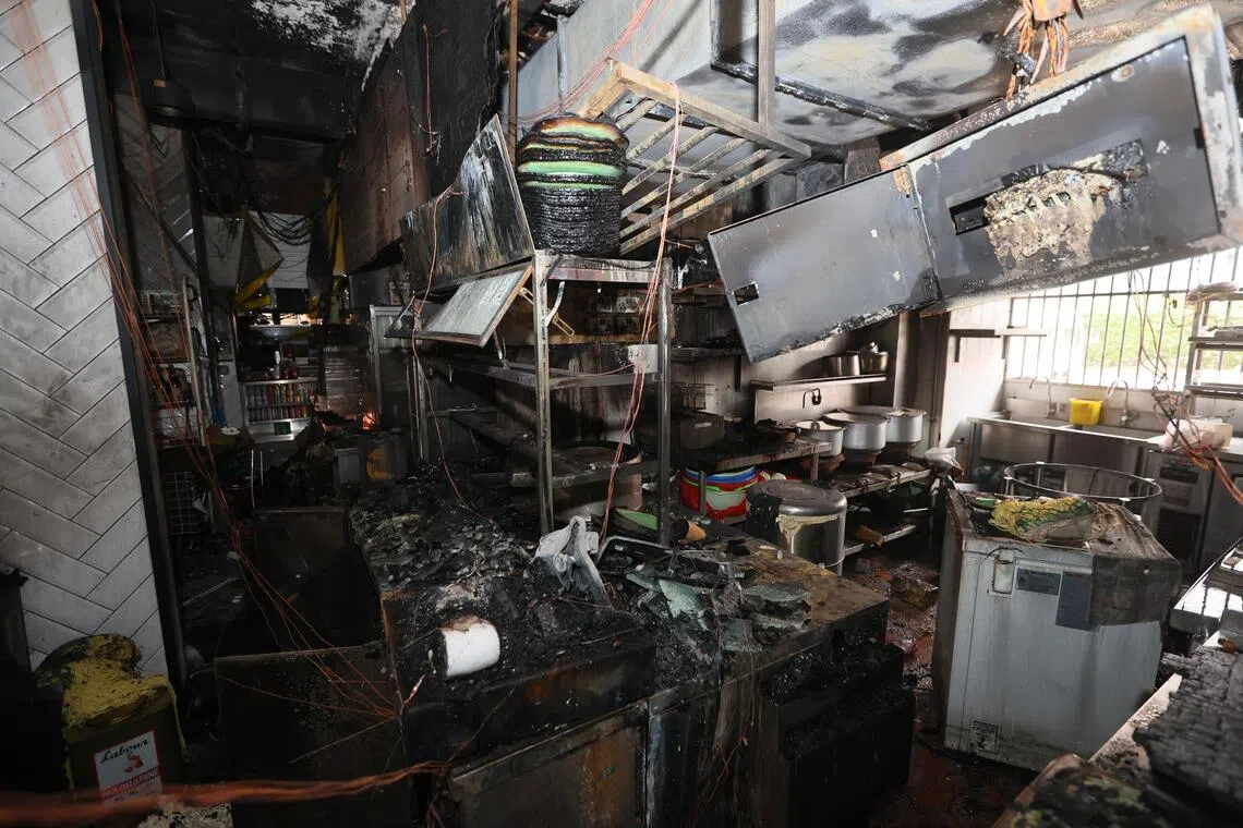 The fire involved the contents of three food stalls.