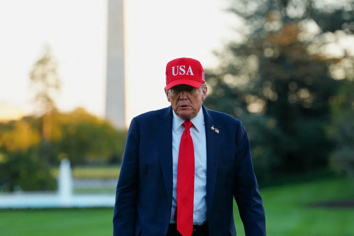 U.S. President Donald Trump arrives at the White House in Washington, D.C., U.S., October 5, 2025. REUTERS/Aaron Schwartz