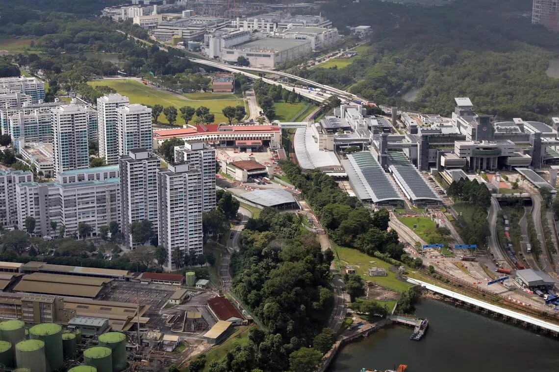 Aerial view of Woodlands Checkpoint as viewed from a helicopter on Dec 1, 2021.
