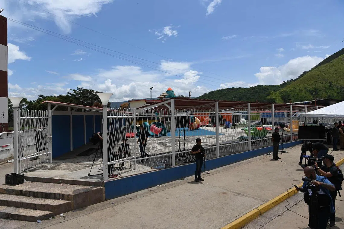 A view of a swimming pool at the Tocoron prison in Tocoron, Aragua State, Venezuela, taken on Saturday. 