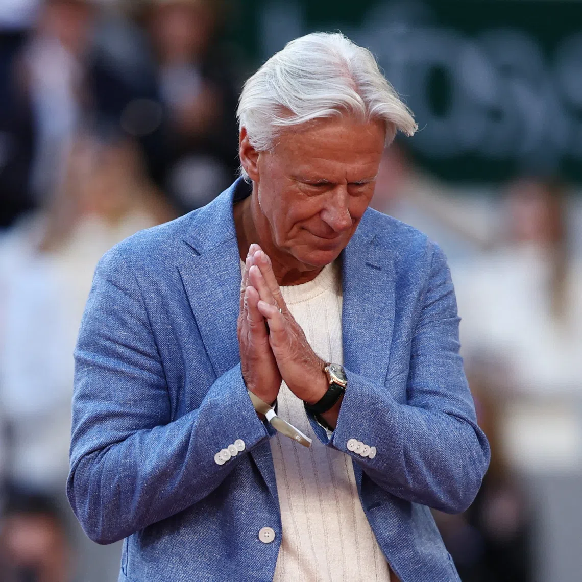 FILE PHOTO: Tennis - French Open - Roland Garros, Paris, France - June 9, 2024 Bjorn Borg during the trophy presentation after Spain's Carlos Alcaraz wins his singles final against Germany's Alexander Zverev REUTERS/Stephanie Lecocq/ File Photo