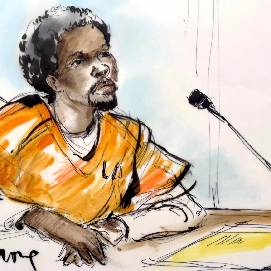 Pop singer D4vd attends a status hearing in the case in Los Angeles, California, US, on May 12, in a courtroom sketch.