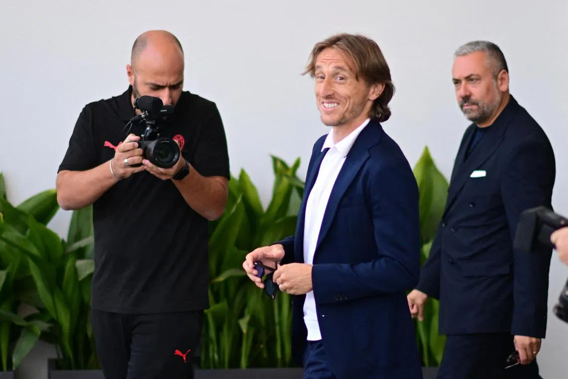 Croatian midfielder Luka Modric arriving in Milan before signing for AC Milan on July 14, 2025.