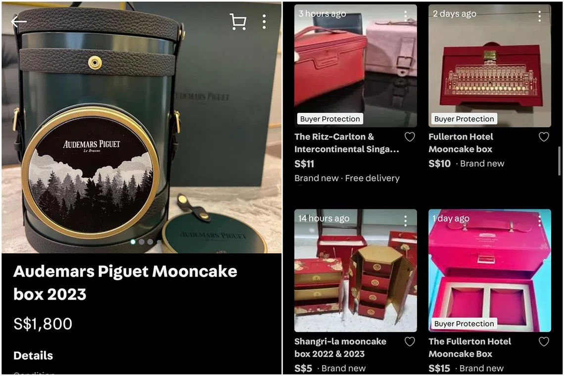 In the past week, there were more than 330 listings of mooncake display boxes put up on marketplace Carousell.