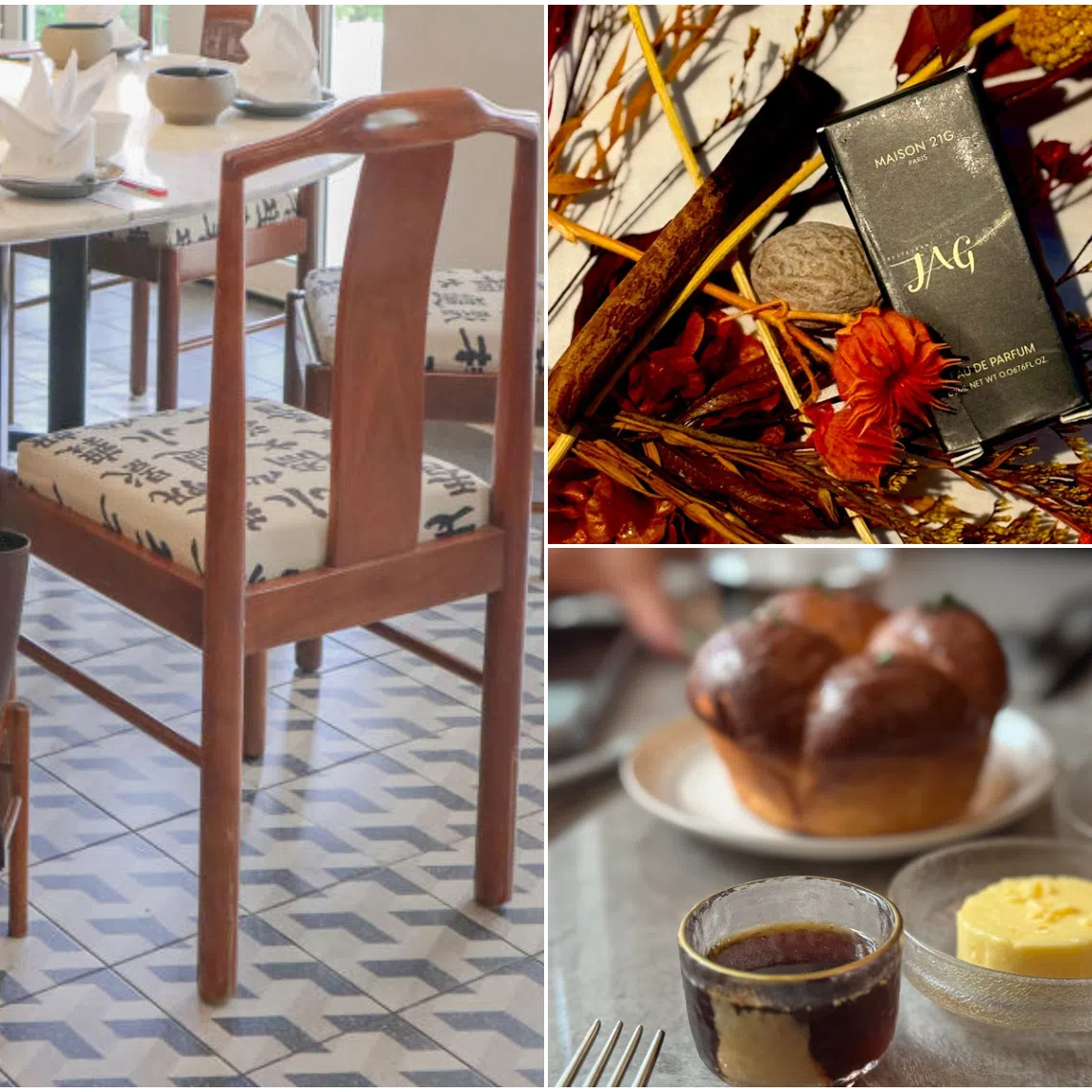 From seat for your bag, to door gifts and a complimentary consomme (bottom right), many restaurants have put in extra efforts to make dining experiences memorable. 