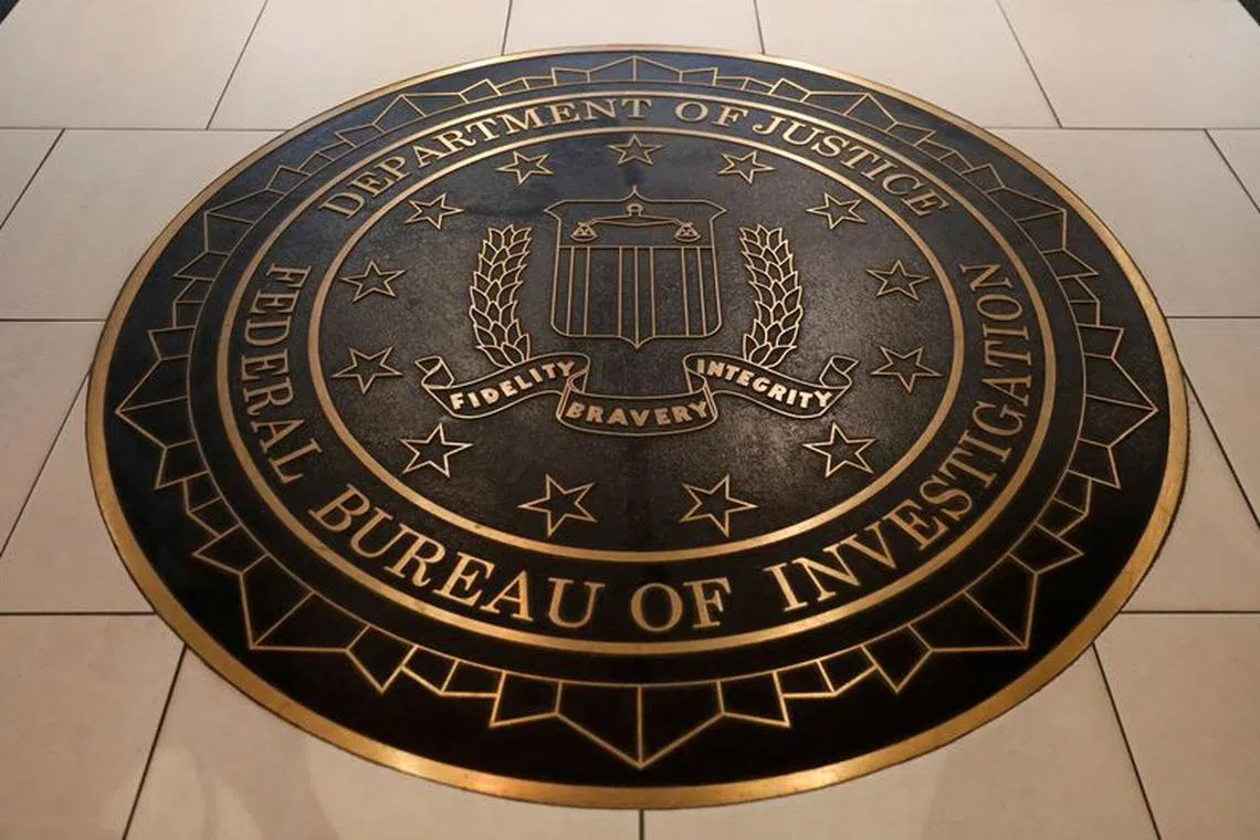 FILE PHOTO: The Federal Bureau of Investigation seal is seen at FBI headquarters in Washington, U.S. June 14, 2018.    REUTERS/Yuri Gripas/File Photo