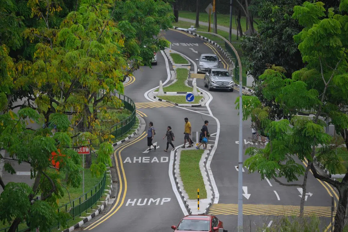 A y-junction at the new Silver Zone along West Coast Drive, pictured on July 2, 2023.