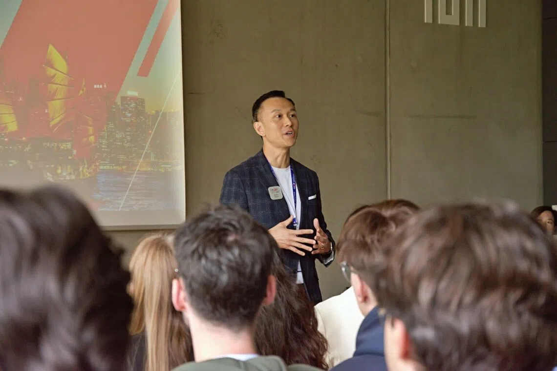 Director of Hong Kong Talent Engage Felix Chan speaking to young university students