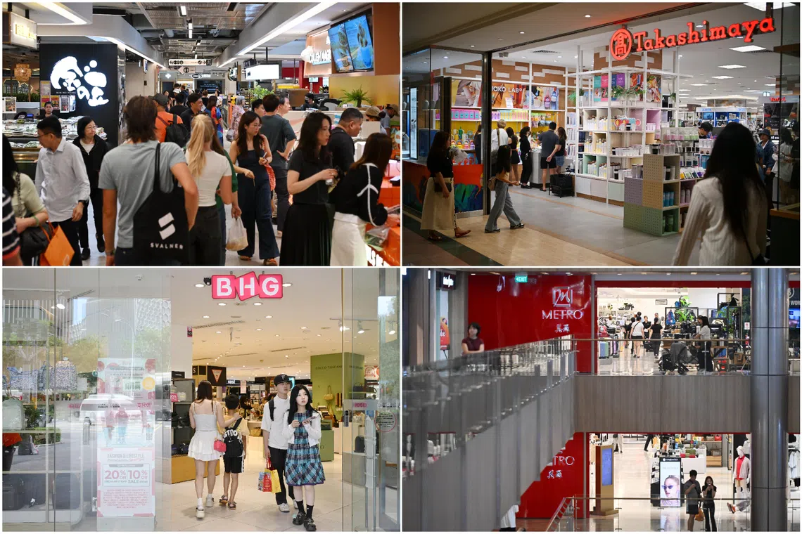 (Clockwise from top left) Tangs, Takashimaya, Metro and BHG are among the department stores signing on for the Singapore Retail Festival.