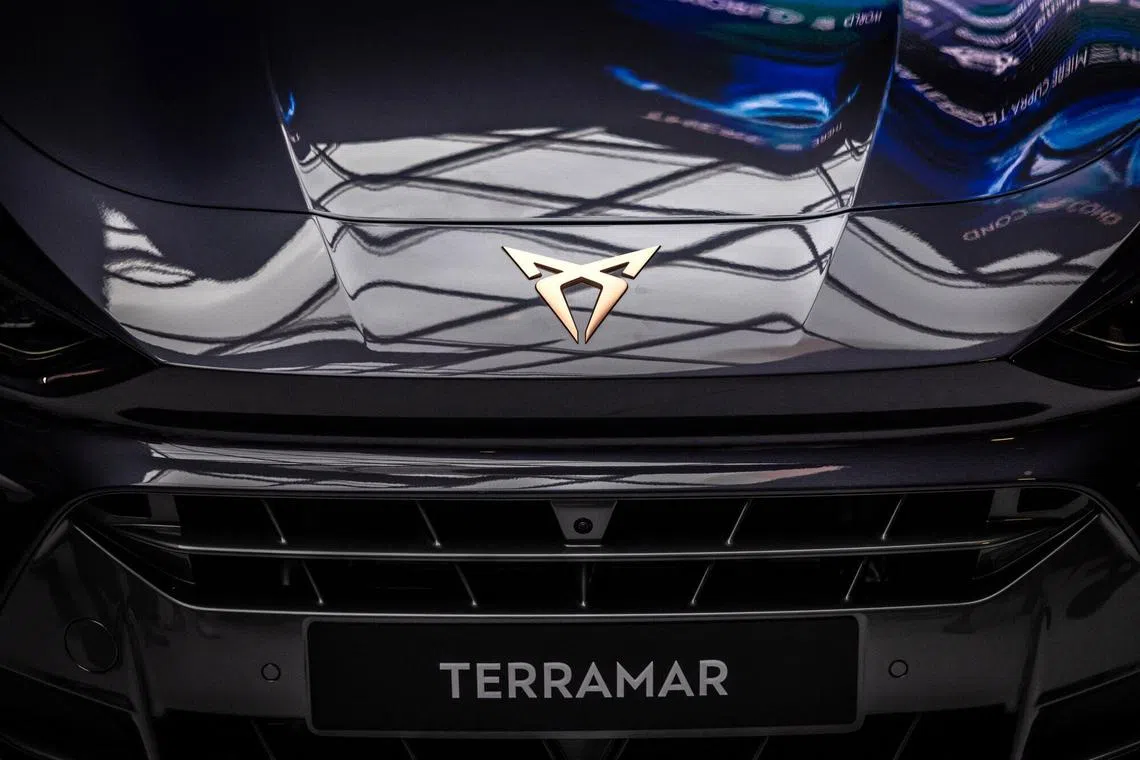 A plug-in hybrid (PHEV) version of the Cupra Terramar SUV at its world premiere in at Moll d'Espanya in Barcelona, Spain, on Tuesday, Sept. 3, 2024. Designed and developed in Barcelona, the Terramar will be produced in Audi AG’s Györ plant in Hungary. Photographer: Angel Garcia/Bloomberg