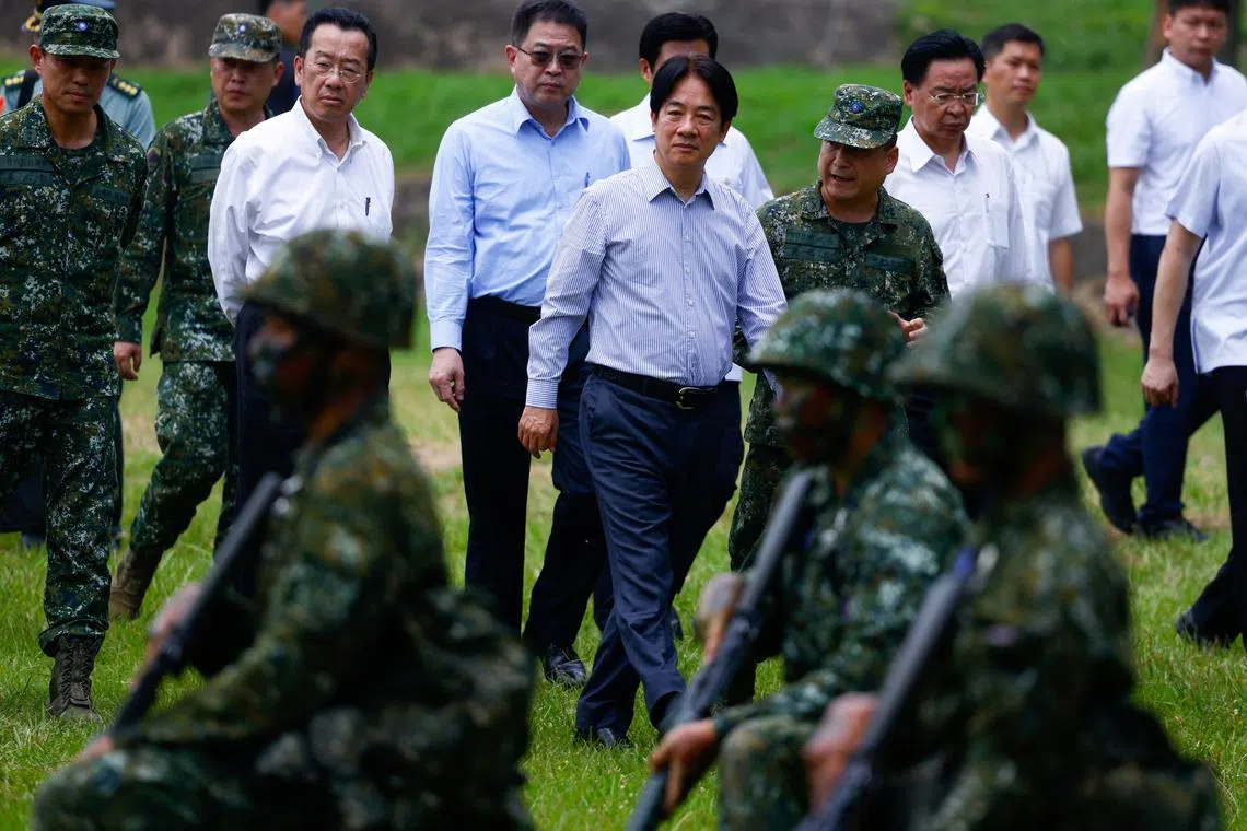 Taiwan President Lai Ching-te views training for new military recruits in Taichung, Taiwan June 28, 2024. REUTERS/Ann Wang