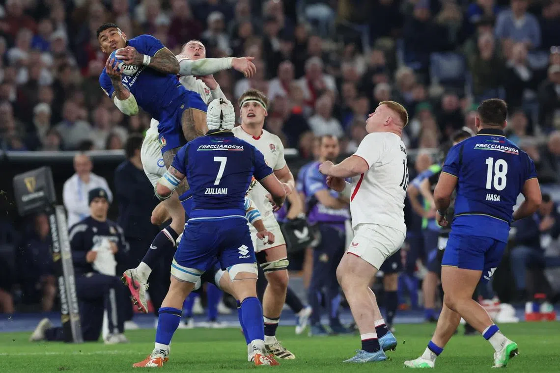 Rugby Union - Six Nations Championship - Italy v England - Stadio Olimpico, Rome, Italy - March 7, 2026 Italy's Monty Ioane in action. REUTERS/Ciro De Luca