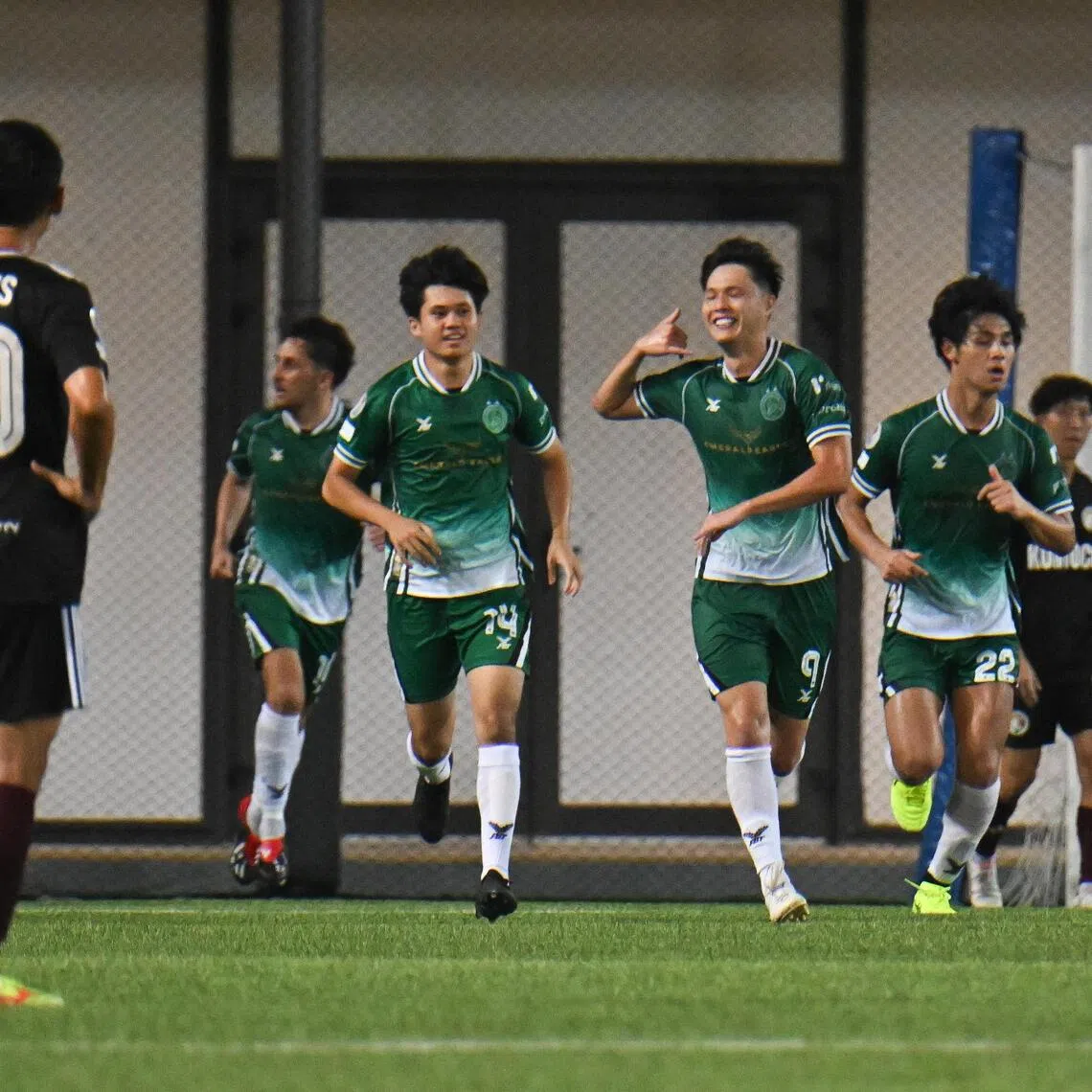 Geylang International?s Ryoya Taniguchi scoring the equaliser against Balestier Khalsa at Our Tampines Hub on Nov 30, 2025.