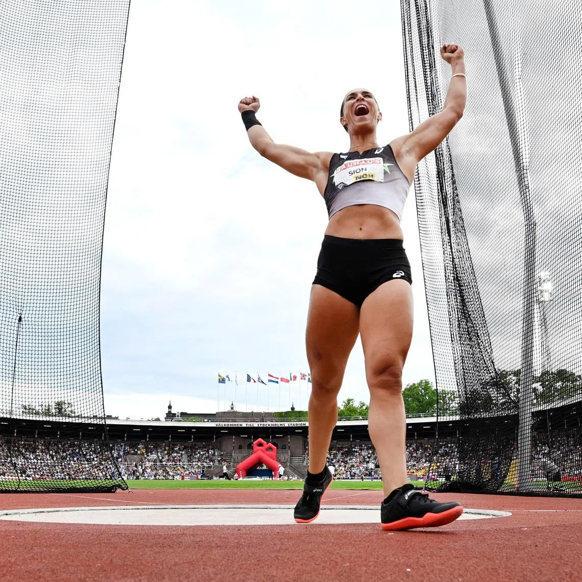 FILE PHOTO: Athletics - Diamond League - Stockholm - Stockholm Olympic Stadium, Stockholm, Sweden - June 7, 2026 Valarie Sion of the U.S. celebrates during the women's discus Christine Olsson/TT News Agency via REUTERS/File Photo