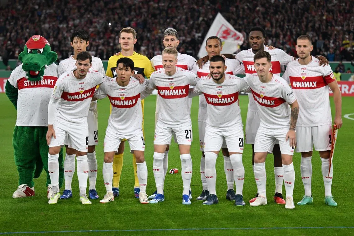 Soccer Football - DFB Cup - Second Round - VfB Stuttgart v 1. FC Union Berlin - MHPArena, Stuttgart, Germany - October 31, 2023 VfB Stuttgart players pose for a team group photo before the match REUTERS/Angelika Warmuth/File Photo