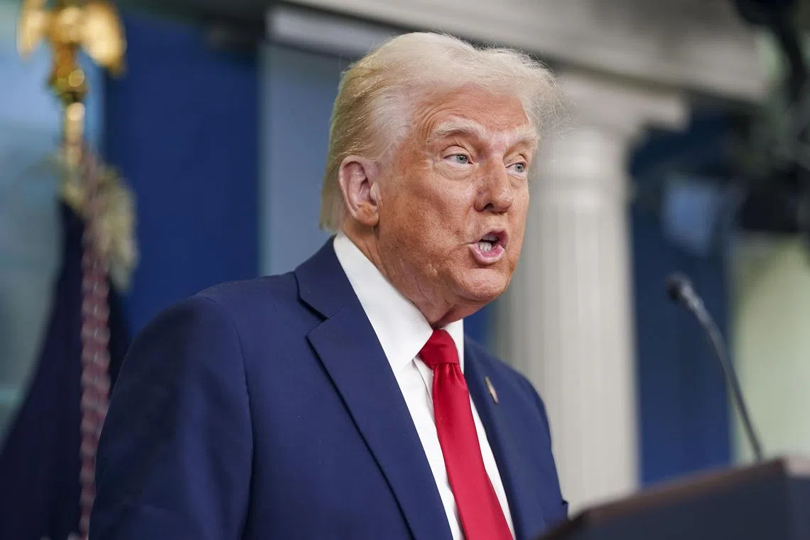 US President Donald Trump holding a press conference on Jan 30 over the fatal collision of a passenger jet and a US military helicopter in Washington.