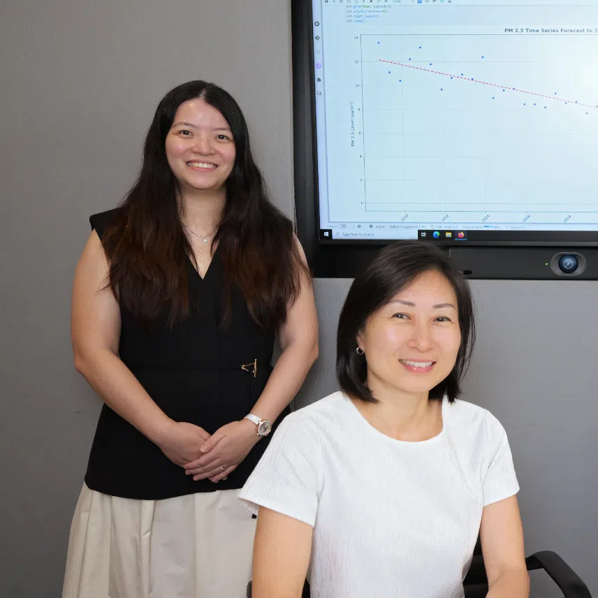Ms Koh Mingshi (second from left), director of the TRUST Office, with the development team from GovTech: deputy director of data programme Mervin Chan (third from left), product manager Chua Khai Shing (left), and data engineer Chan Yao Ying.
