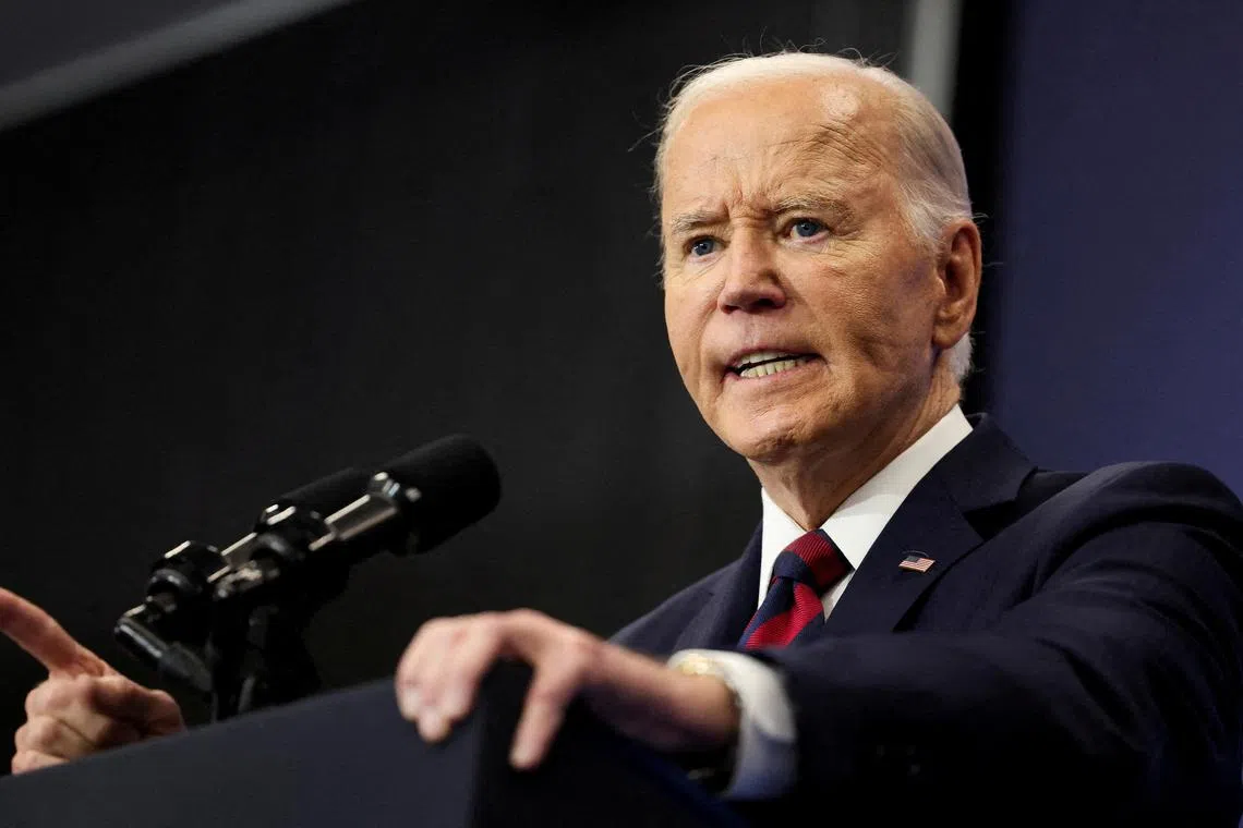FILE PHOTO: U.S. President Joe Biden delivers remarks on the economy at the Brookings Institution in Washington, DC, U.S. December 10, 2024. REUTERS/Kevin Lamarque/File Photo