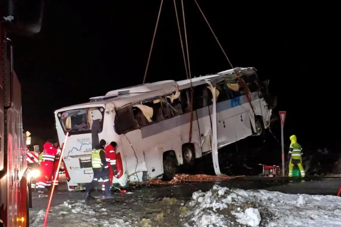 The road was slippery with snowy and icy conditions.