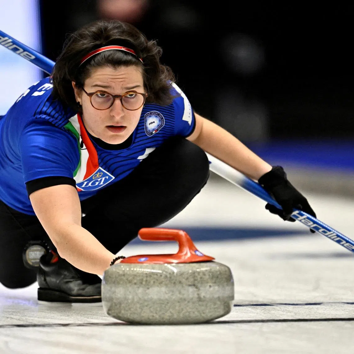 FILE PHOTO: Curling - Women's Curling Championship - Italy v Turkey - Goransson Arena, Sandviken, Sweden - March 18, 2023 Italy's Angela Romei in action Jonas Ekstromer/TT News Agency via REUTERS/File Photo