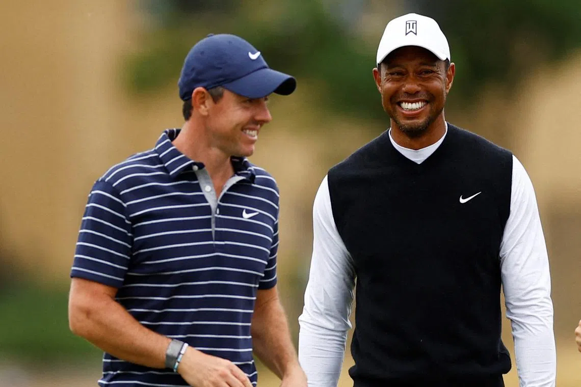 The United States' Tiger Woods (right) and Northern Ireland's Rory McIlroy will compete against fellow Major winners Justin Thomas and Jordan Spieth at Pelican Golf Club in Belleair, Florida, in December in the seventh edition of “The Match".