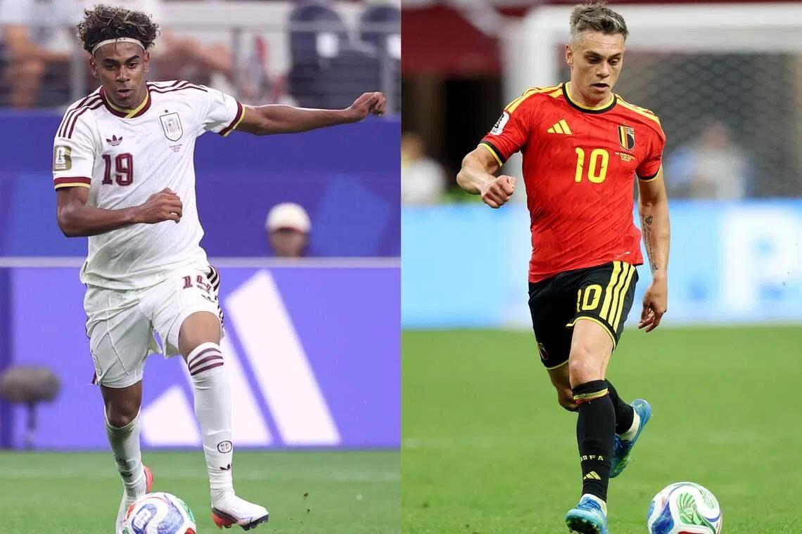 Spain’s Lamine Yamal (left) and Belgium’s Leandro Trossard will be in action in the quarter-finals.
