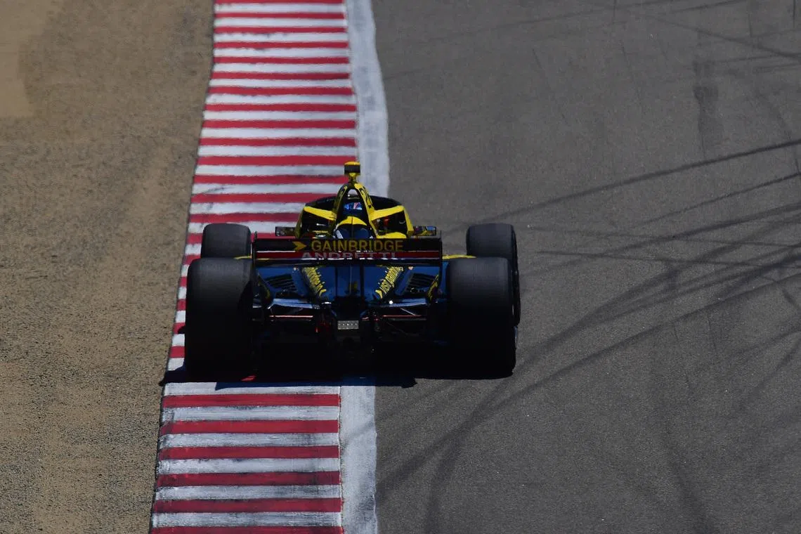 Jul 27, 2025; Salinas, California, USA;  Andretti Autosport driver Colton Herta (26) during the Monterey Grand Prix at WeatherTech Raceway Laguna Seca. Mandatory Credit: Gary A. Vasquez-Imagn Images