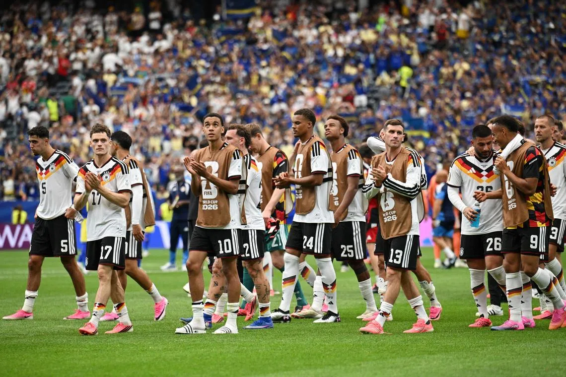 Soccer Football - FIFA World Cup 2026 - Group E - Germany v Curacao - Houston Stadium, Houston, Texas, U.S. - June 14, 2026 Germany players applaud fans after the match REUTERS/Annegret Hilse