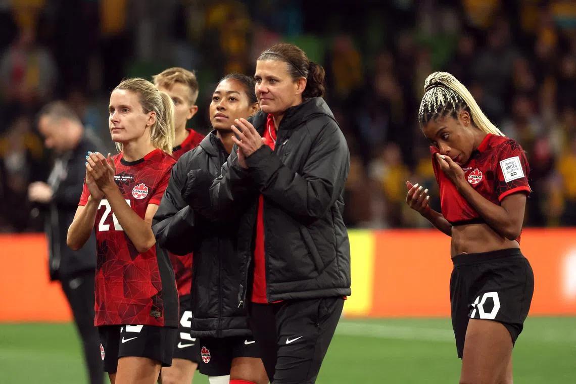 Soccer Football - FIFA Women’s World Cup Australia and New Zealand 2023 - Group B - Canada v Australia - Melbourne Rectangular Stadium, Melbourne, Australia - July 31, 2023 Canada's Ashley Lawrence looks dejected after the match REUTERS/Asanka Brendon Ratnayake