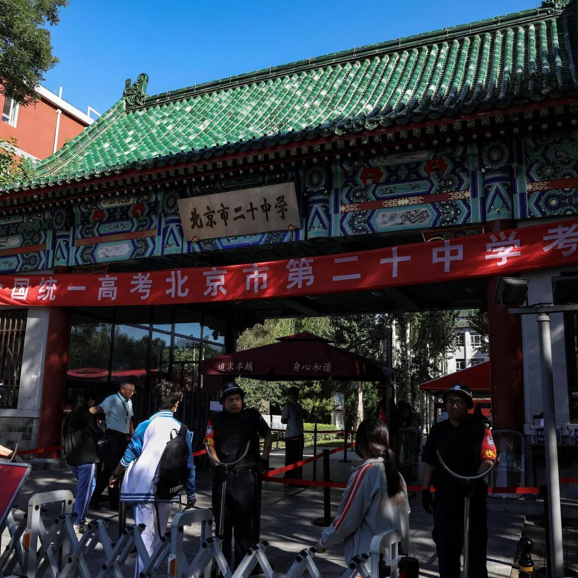 China’s Ministry of Education reminded candidates taking the 2026 national college entrance examination, known as gaokao, not to bring mobile phones, smart watches or smart glasses into exam venues.