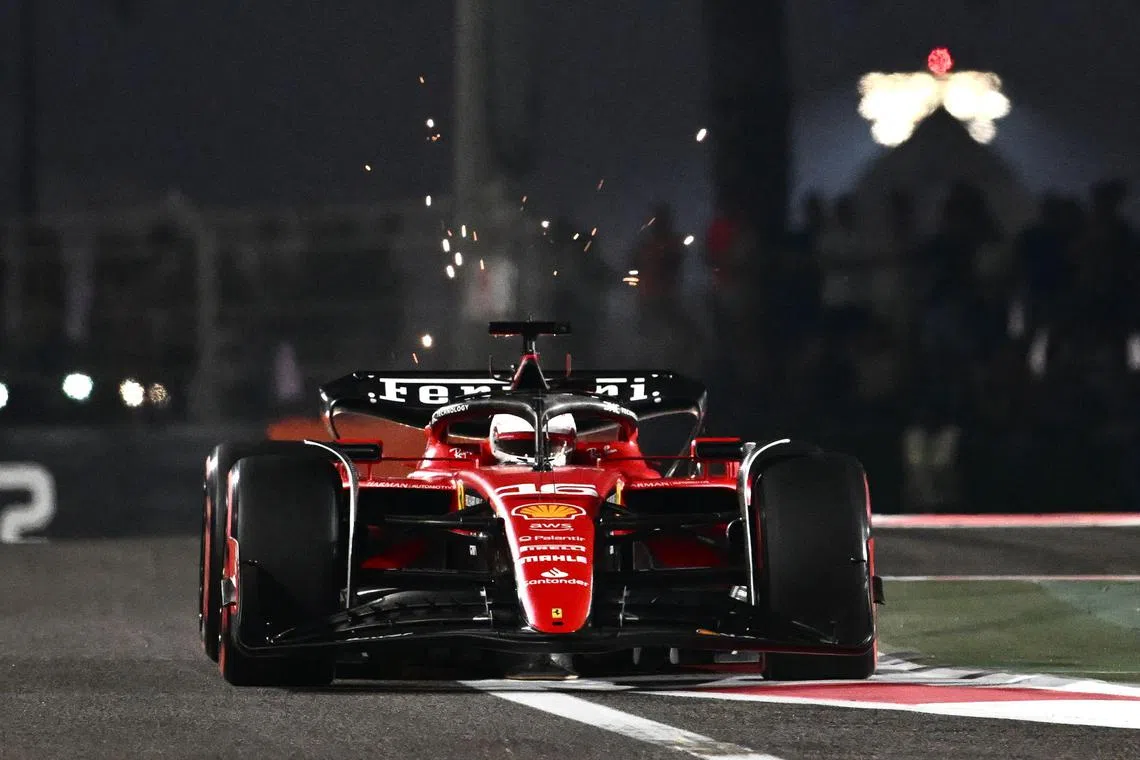 Ferrari's Charles Leclerc drives during the second practice session ahead of the Abu Dhabi grand prix.