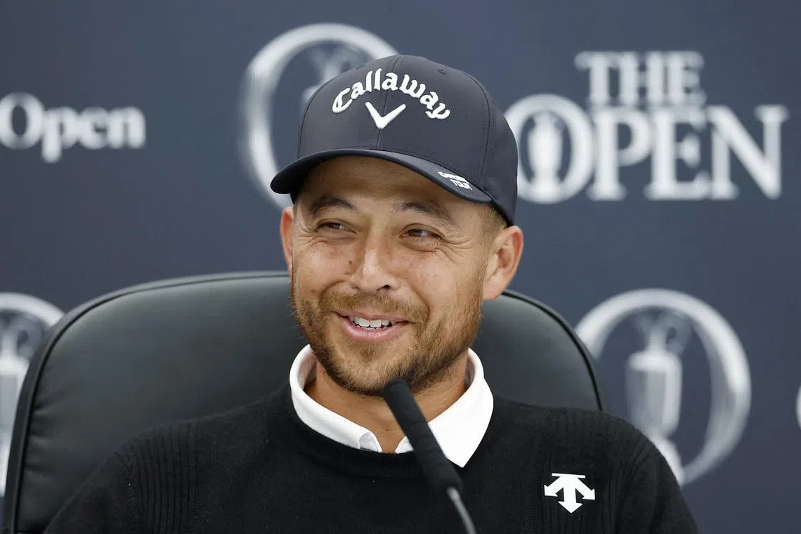 Golf - The 152nd Open Championship - Royal Troon Golf Club, Troon, Scotland, Britain - July 16, 2024 Xander Schauffele of the U.S. during the press conference REUTERS/Jason Cairnduff