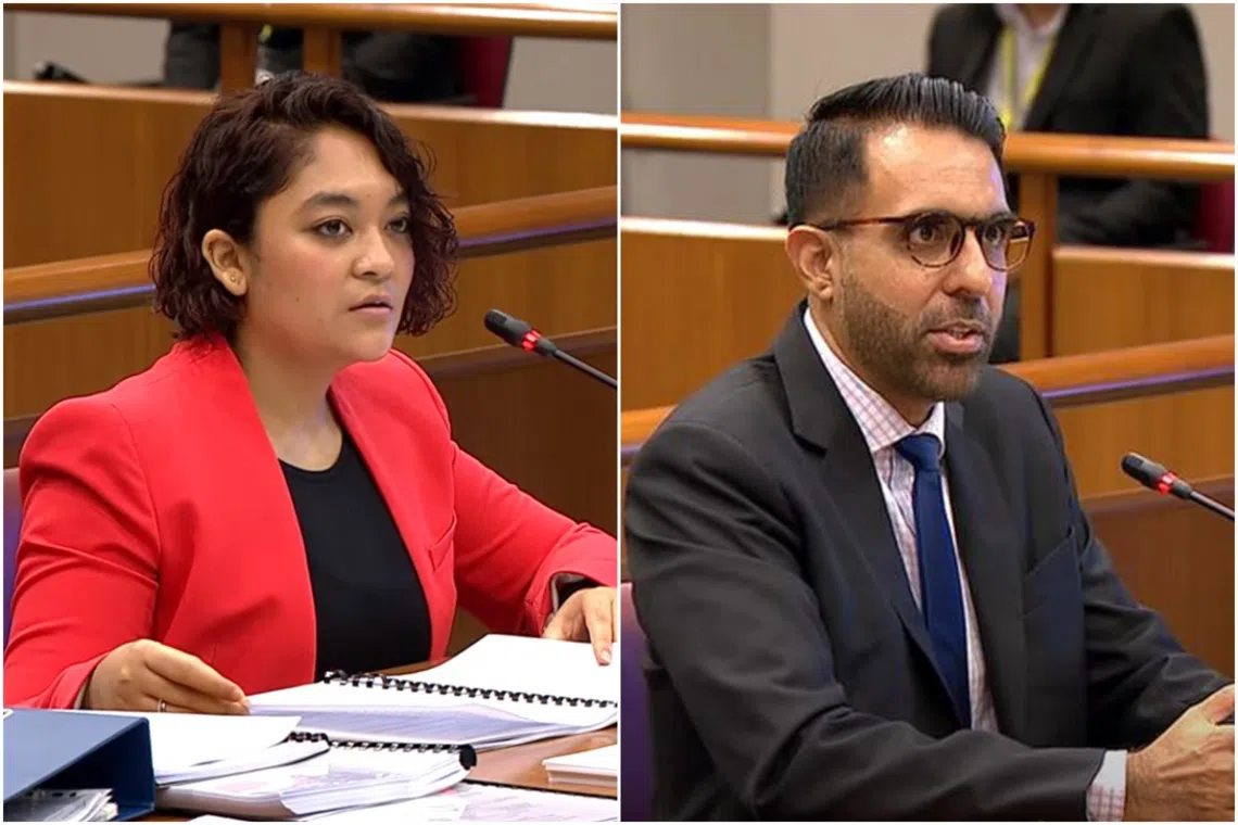 Former WP MP Raeesah Khan (left) and and WP chief Pritam Singh.