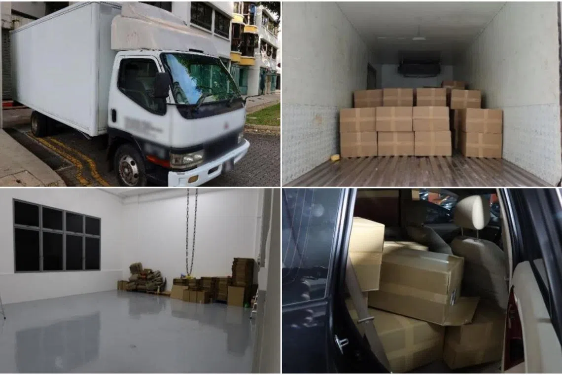 Some 7,383 cartons and 7,031 packets of duty-unpaid cigarettes were seized.